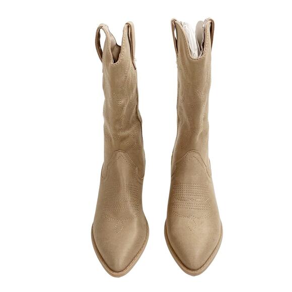 MADDEN GIRL Silverton Western Pull On Faux Leather Boots In Tan Fab - Picture 2 of 9